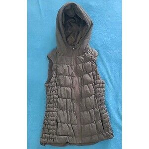 Be by Blanc Noir Hooded Zip up Vest Jacket Olive Green Quilted Gorpcore Coat M